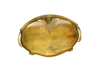 Antique art deco brass lion tray