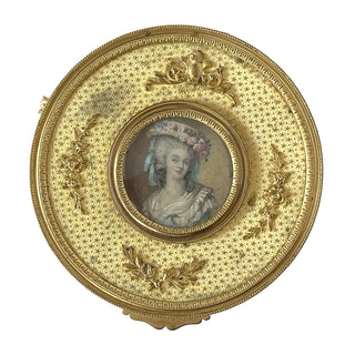 French Louis XVI-Style Ormolu & Crystal Casket with Miniature Portrait