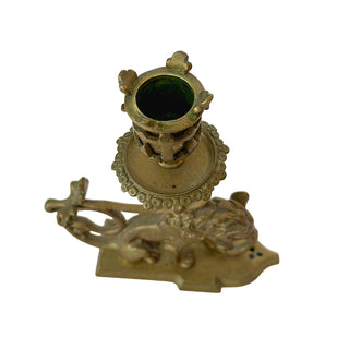 antique French Bronze Candlestick Pair | Lion & Serpent Motif | Mid-19th Century