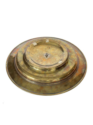 Antique Middle Eastern Brass & Copper Inkwell Set with Cut Crystal Bottle
