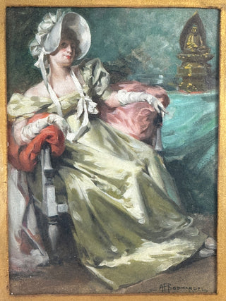 Paris seated lady painting c 1920