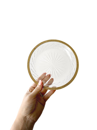Crystal dish with bronze rim