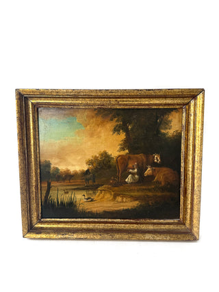 Antique Oil Painting on board 19c