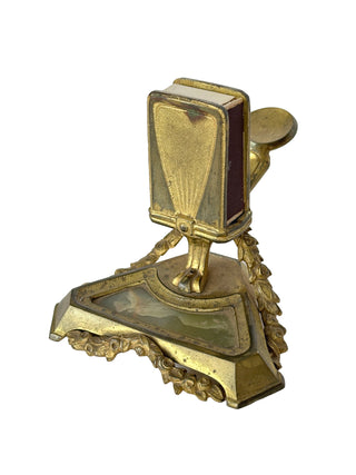 Antique French Bronze and Onyx Desk Pair — Convertible Candlestick or Ashtray with Companion Stand
