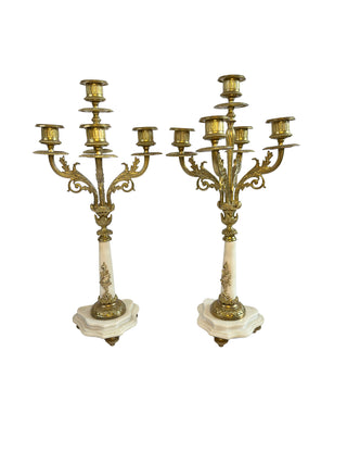 Antique French Bronze & Marble Garniture Set