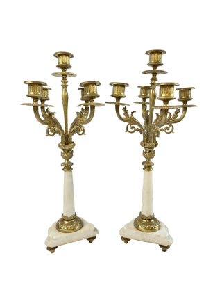Antique French Bronze & Marble Garniture Set