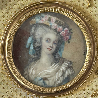 French Louis XVI-Style Ormolu & Crystal Casket with Miniature Portrait