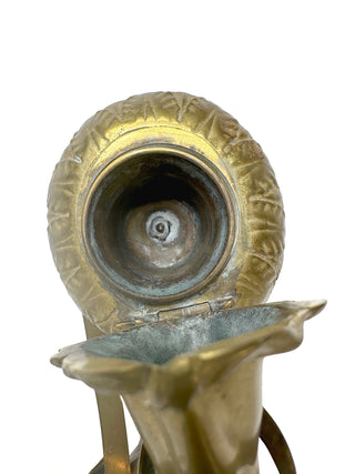 Rare 18th century bronze horse head and rams horn body inkwell