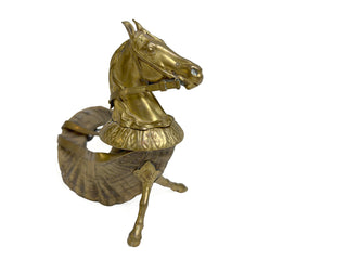 Rare 18th century bronze horse head and rams horn body inkwell