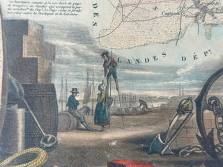 Framed 19th-Century French Map – “Dépt. de la Gironde” by V. Levasseur, Hand-Colored, c. 1847