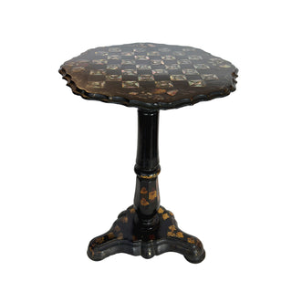 Victorian Papier-Mâché Tilt-Top Game Table with Mother-of-Pearl Inlay