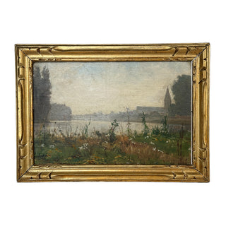 Oil Landscape of Andrésy, Signed “Louchet”