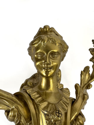Pair of Antique French Bronze Rococo Figural Wall Sconces – Electrified