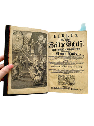 1733 German old & New Testament Bible Gauffered