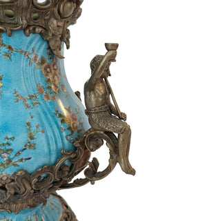 Wong Lee Hand-Painted Covered Urn with Bronze Mounts
