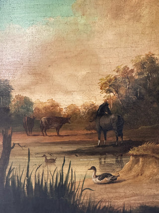 Antique Oil Painting on board 19c