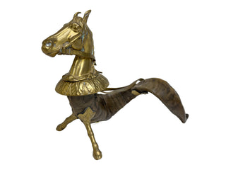 Rare 18th century bronze horse head and rams horn body inkwell