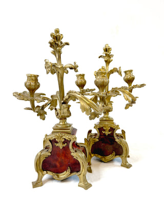 Antique Pair Candelabras French Gilt
Bronze Louis XV Style Candle Holders