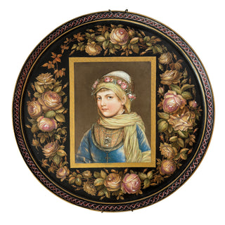 Carl Knoll Hand-Painted Porcelain Portrait Plaque, Carlsbad, Late 19th Century