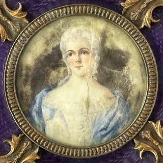 French Gilt Bronze & Guilloché Enamel Box with Portrait Miniature