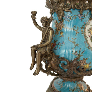 Wong Lee Hand-Painted Covered Urn with Bronze Mounts