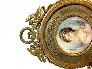 Antique French hand painted portrait mirror