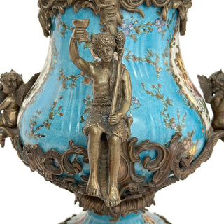 Wong Lee Hand-Painted Covered Urn with Bronze Mounts