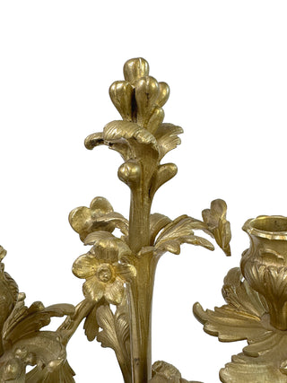 Antique Pair Candelabras French Gilt
Bronze Louis XV Style Candle Holders