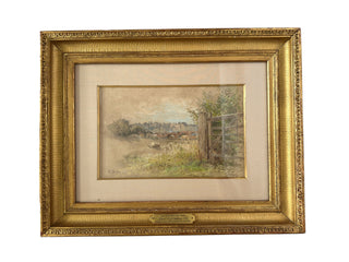 Albert Fitch Bellows (1829–1883) – “View of Godalming, Surrey” | Antique Watercolor in Gilt Frame