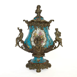Wong Lee Hand-Painted Covered Urn with Bronze Mounts