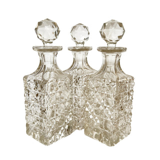 Victorian Cut Crystal & Silverplate Cruet Set – 5 Bottles in Caddy