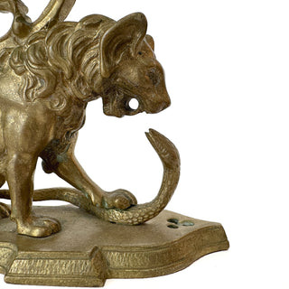 antique French Bronze Candlestick Pair | Lion & Serpent Motif | Mid-19th Century
