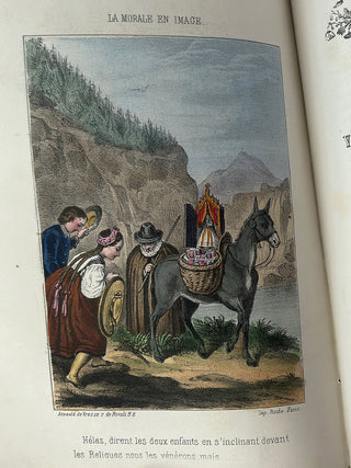 La Morale en Images – Antique French Book with Hand Water-Colored Illustrations, Fine Binding