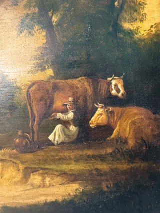 Antique Oil Painting on board 19c