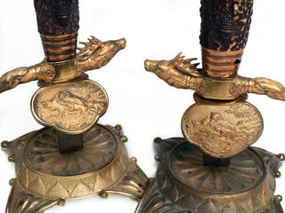 PAIR OF RARE VICTORIAN SWORD-HILT CANDLESTICKS