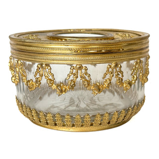 French Louis XVI-Style Ormolu & Crystal Casket with Miniature Portrait
