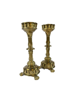 Pair of Antique French Empire Gilded Bronze Candlesticks