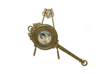 Antique French hand painted portrait mirror