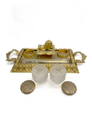 Antique French gilt bronze inkwell