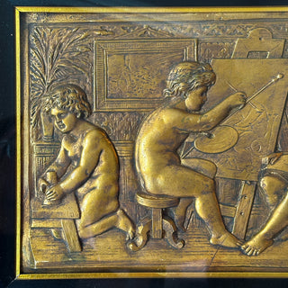 Gilt Bronze Relief Plaque of Putti at Play, 19th Century
