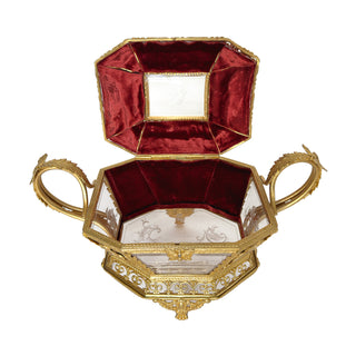 19th-Century French Gilt Bronze & Etched Crystal Jewelry Casket