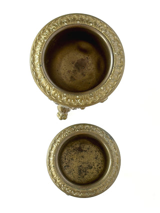 Antique French Bronze Desk Standish – Inkwell Set with Figural Mask Detail, c. 19th Century