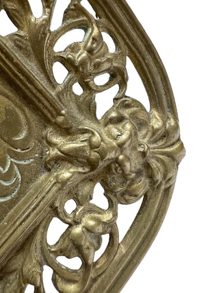 Antique French Bronze Desk Standish – Inkwell Set with Figural Mask Detail, c. 19th Century