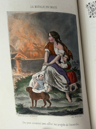 La Morale en Images – Antique French Book with Hand Water-Colored Illustrations, Fine Binding