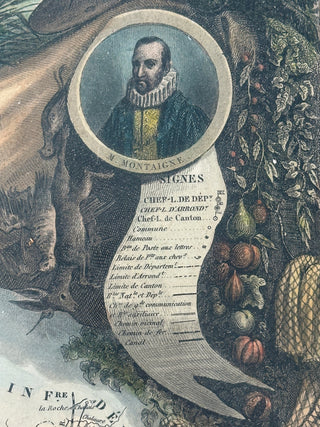 Framed 19th-Century French Map – “Dépt. de la Gironde” by V. Levasseur, Hand-Colored, c. 1847