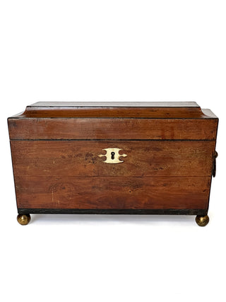 Antique Georgian Mahogany Tea Caddy with Glass Mixing Bowl – Circa 1820
