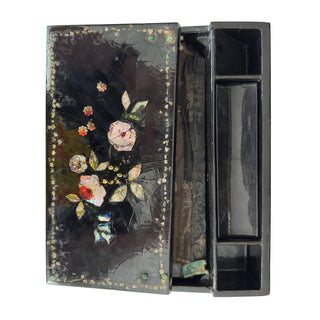 19th-Century English Papier-Mâché Jewelry & Needlework Cabinet