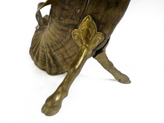 Rare 18th century bronze horse head and rams horn body inkwell
