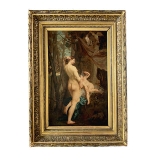 Antique French Mythological Painting of Venus and Cupid