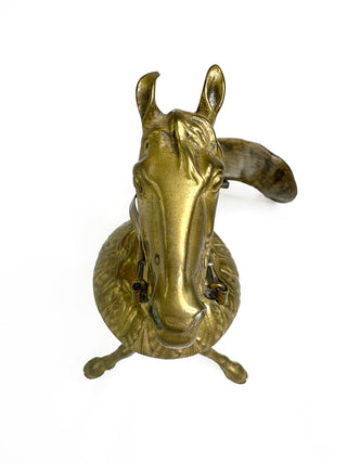Rare 18th century bronze horse head and rams horn body inkwell